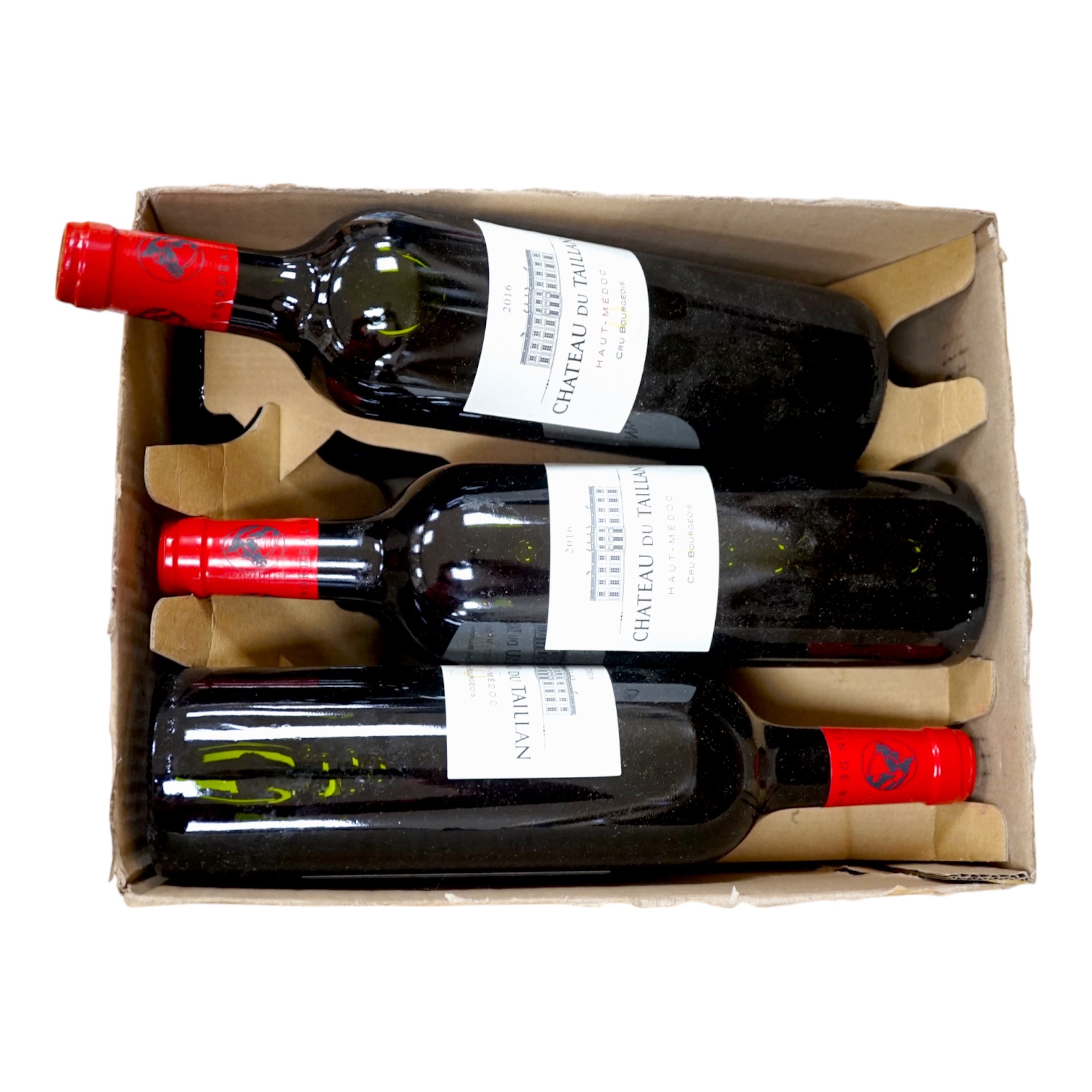 A case of six Chateau du Taillan 2016 Haut-Medoc, cru bourgeois. Condition - unknown storage